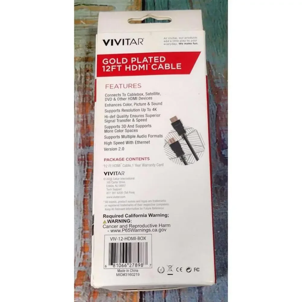 Vivitar Gold‎ Plated 12ft HDMI Cable